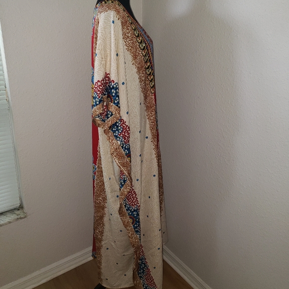 New/NWT Red and Turquoise Kaftan Abaya Cover-up - Picture 7 of 12